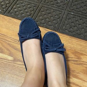 Minnetonka Navy Suede Flats